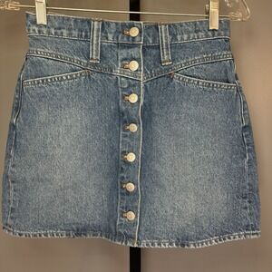 Madewell Stretch Denim A-line Snap Mini Skirt‎ Size 25